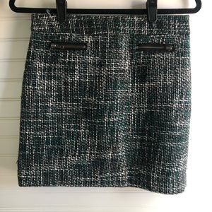 LOFT green tweed miniskirt